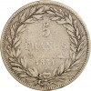 Revers : 5/FRANCS sur deux lignes, en-dessous millésime et atelier