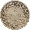 Revers : 5/FRANCS sur deux lignes, en-dessous millésime et atelier