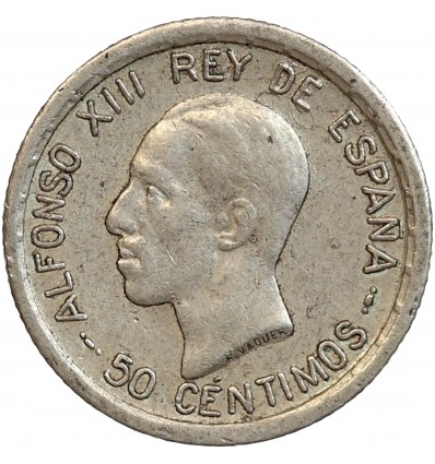50 Centimos Alphonse XIII - Espagne Argent