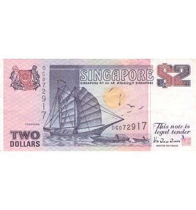 2 Dollars Singapour 1992