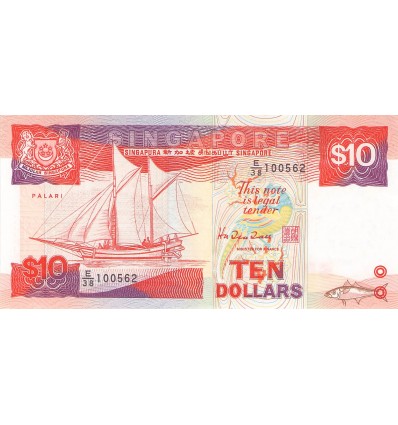 10 Dollars Singapour 1988