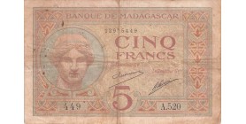 5 Francs Madagascar 1937