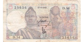 5 Francs Afrique Occidentale Française 1943