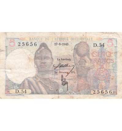 5 Francs Afrique Occidentale Française 1943