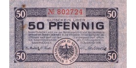 50 Pfennig Allemagne - Emission de Nécessité Sarrebruck 1916