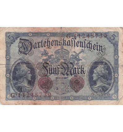 5 Marks Allemagne 5.08.1914