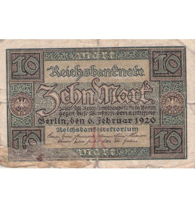 10 Mark Allemagne 6.02.1920
