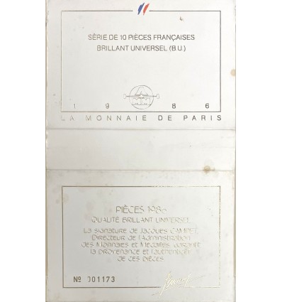 Série B.U. en Francs 1986