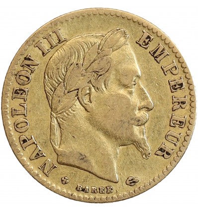 Avers : portrait de Napoléon III avec une couronne de laurier.