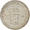 1/2 Florin Wilhelmine Tête Agée - Pays-Bas Argent