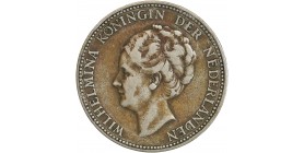 1 Florin Wilhelmine Tête Agée - Pays-Bas Argent
