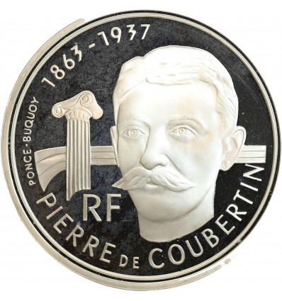 Avers : portrait de Pierre de Coubertin
