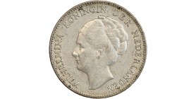 1 Florin Wilhelmine Tête Agée - Pays-Bas Argent
