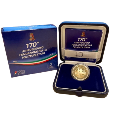 2€ commémorative de l'Italie 2022 qui célèbre les 170 ans de la police nationale italienne