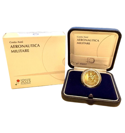 2 euros commémorative de l'Italie 2023 qui célèbre les 100 ans de l'armée de l'air italienne.