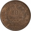 Revers : 10 / CENTIMES / A dans une couronne formée d'une branche d'olivier et d'une branche de laurier