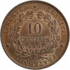 Revers : 10 / CENTIMES / A dans une couronne formée d'une branche d'olivier et d'une branche de laurier