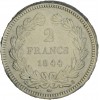 Revers : 2 / FRANCS / 1844 dans une couronne végétale
