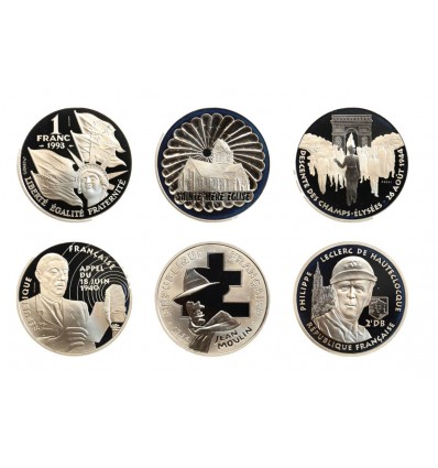 Coffret de 5 monnaies de 100 Francs et de 1 monnaie de 1 Franc