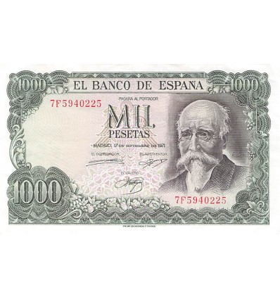 Avers : buste du ministre des finances et prix Nobel de littérature José Echegaray