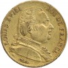 Avers : buste de Louis XVIII à droite, habillé avec le cordon de l'Ordre du Saint-Esprit