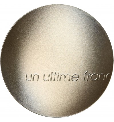 Avers : forme ondulée pour rappeler le mouchoir qu'on agite pour dire adieu - un ultime franc