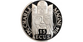 Avers : tête stylisée de Charlemagne de face