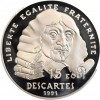 Avers : portrait de Descartes de face