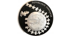 Avers : la planète Terre avec le symbole de l'euro