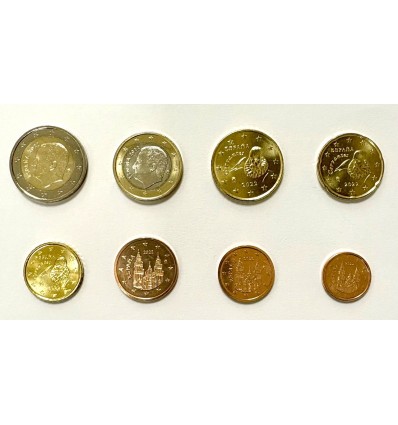 Série de la 1 cent à la 2 euros en qualité brillant universel de l'Espagne millésime 2022.