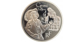 Avers : représentation de la scène du balcon entre Roxan et Cyrano