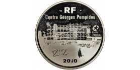 Avers : représentation du croquis original du centre Georges Pompidou à Paris