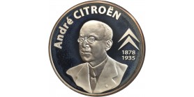 Revers : portrait d'André Citroën - sa date de naissance et de mort à droite sous le logo de la firme