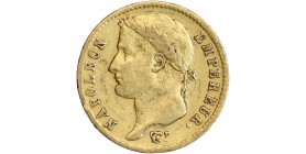 20 Francs Napoléon Ier Tête Laurée Revers Empire