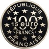 Revers : 100 FRANCS 15 euro entourés des 12 étoiles symbolisant l'Europe