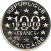 Revers : 100 FRANCS 15 euro entourés des 12 étoiles symbolisant l'Europe