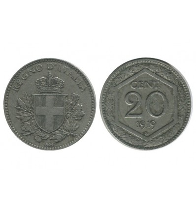 20 Centimes Tranche Lisse Italie - Italie Reunifiee