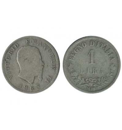 1 Lire Victor Emmanuel II Italie Argent - Italie Reunifiee