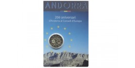 Pièce de 2 euros commémorative Andorre 2014 sous blister sur le thème du 20ème anniversaire du Conseil d'Etat