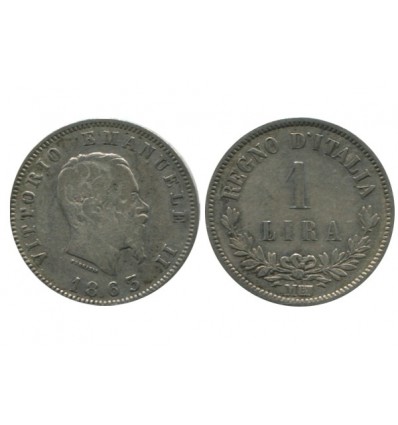 1 Lire Victor Emmanuel II Italie Argent - Italie Reunifiee