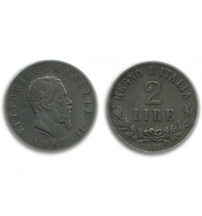 2 Lires Victor Emmanuel II Italie Argent - Italie Reunifiee