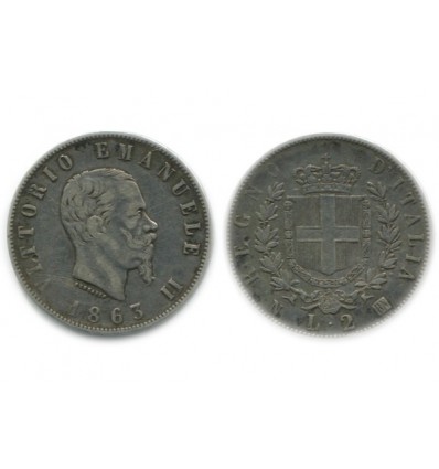 2 Lires Victor Emmanuel II Italie Argent - Italie Reunifiee