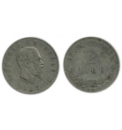 2 Lires Victor Emmanuel II Italie Argent - Italie Reunifiee