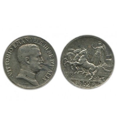 2 Lires Victor Emmanuel III Italie Argent - Italie Reunifiee