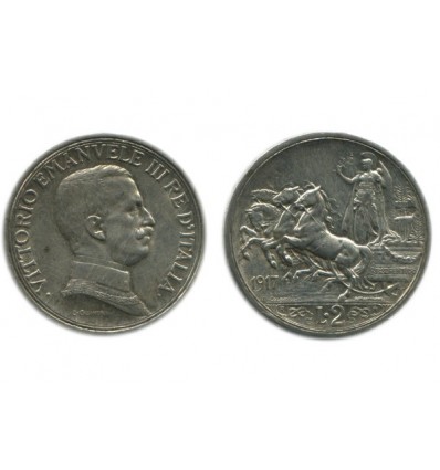 2 Lires Victor Emmanuel III Italie Argent - Italie Reunifiee