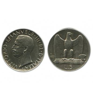 5 Lires Victor Emmanuel III 1er type Italie Argent - Italie Reunifiee