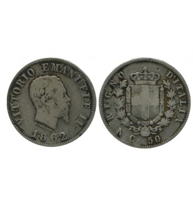 50 Centimes Victor Emmanuel II Italie Argent - Italie Reunifiee