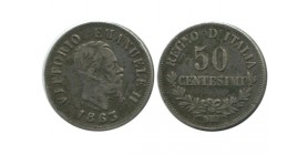 50 Centimes Victor Emmanuel II Italie Argent - Italie Reunifiee