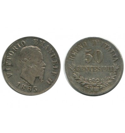 50 Centimes Victor Emmanuel II Italie Argent - Italie Reunifiee