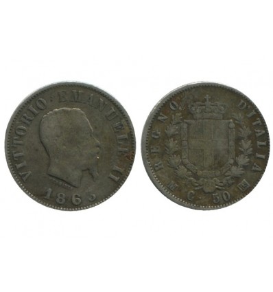 50 Centimes Victor Emmanuel II Italie Argent - Italie Reunifiee